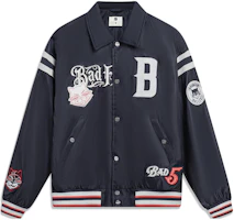 Li-Ning x Mister Cartoon Retro Letter Print Navy Blue Flight Jacket AJDT749-1 Li-Ning x Mister Cartoon Retro Letter Print Navy Blue Flight Jacket AJDT749-1