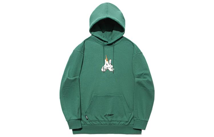 Li-Ning OG SLICK Cartoon Flame Pullover Hoodie Deep Palace Green Unisex AWDT725-4