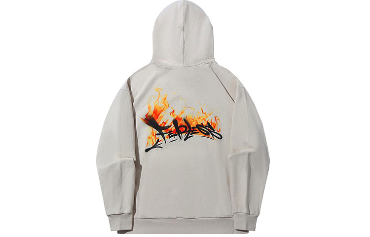 Li-Ning OG_SLICK Cartoon Flame Pullover Hoodie Oatmeal Grey Unisex AWDT725-3