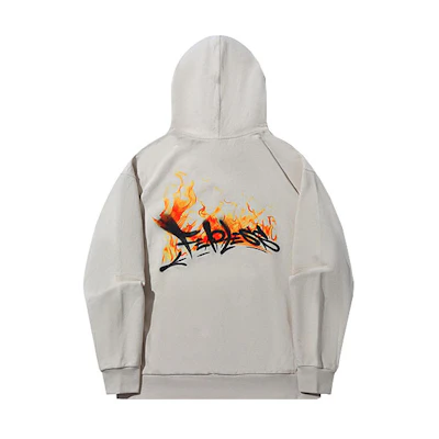 Li-Ning OG_SLICK Cartoon Flame Pullover Hoodie Oatmeal Grey Unisex AWDT725-3