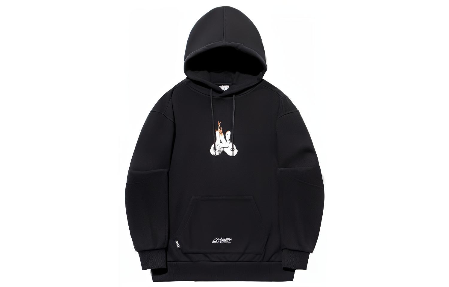 Li-Ning OG Slick Cartoon Flame Pullover Hoodie Unisex Black AWDT725-1