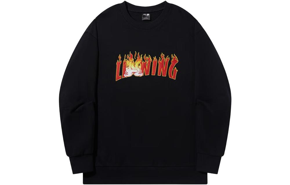 Li-Ning OG SLICK Letter Print Pullover Unisex Hoodie Black AWDT727-1