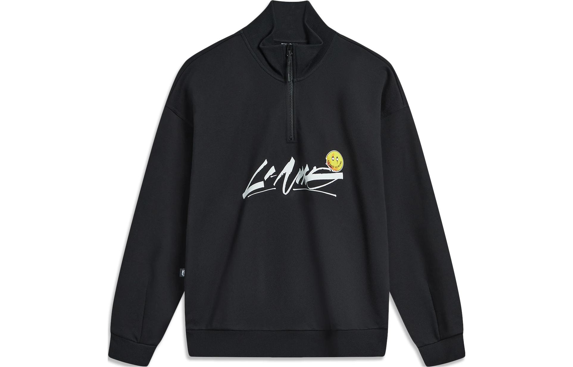 Li-Ning OG Slick Letter Pullover Sweatshirt Unisex Black AWDT445-4