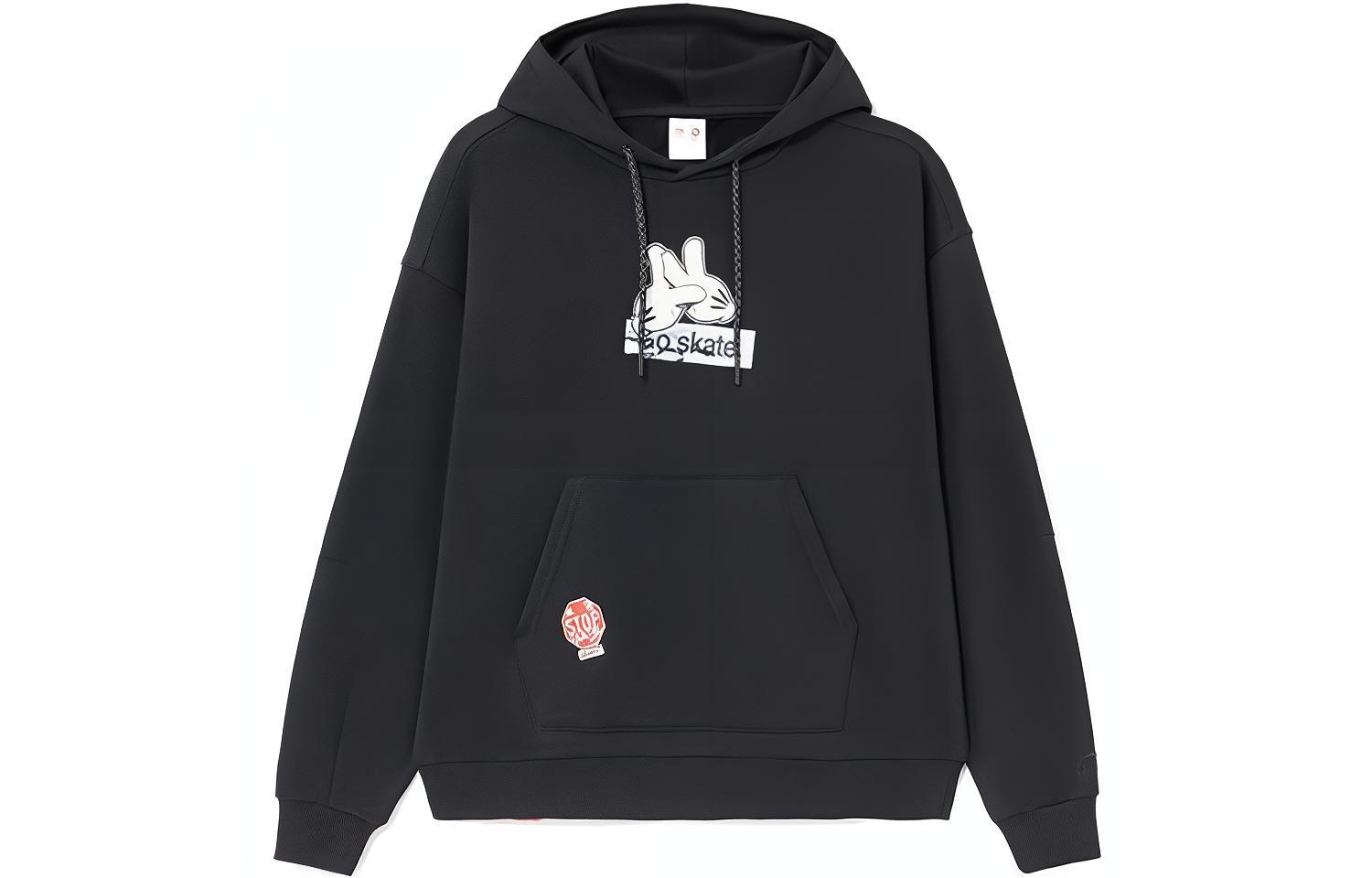 Li-Ning OG Slick Skate Hoodie Black Unisex Graphic Print Pullover AWDS173-3