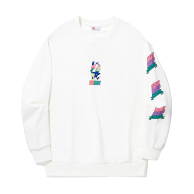 Li-Ning Pablo Ientile Cartoon Print Crewneck Sweatshirt Unisex Off-White AWDU319-2
