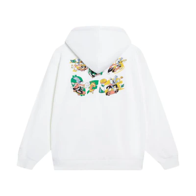 Li-Ning Pablo Ientile Cartoon Print Embroidered Hoodie White AWDT161-4