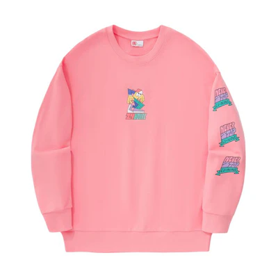 Li-Ning Pablo Ientile Cartoon Print Oversized Crewneck Sweatshirt Pink Unisex AWDU319-3