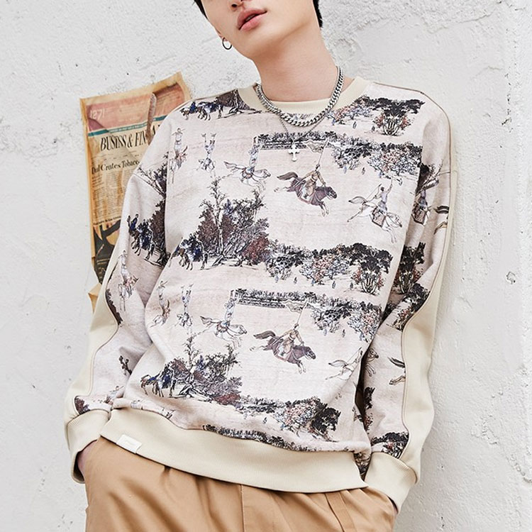 Shop Li-Ning x Palace Museum BaoYunLou Pullover Sweater Oyster Gray (Unisex) AWDPD31-1