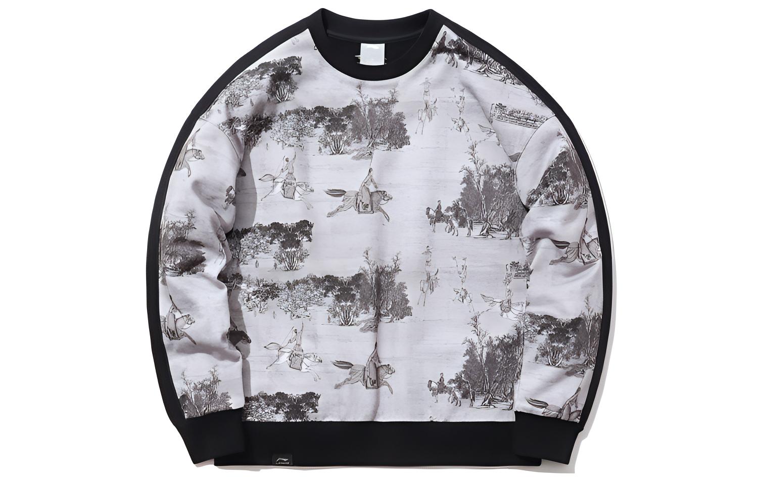 Li-Ning x Palaceside Hall Unisex Crewneck Sweatshirt Black AWDPD31-2