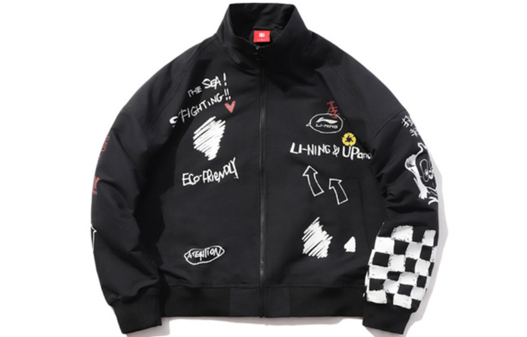 Li-Ning Panda Collection Loose Fit Sports Windbreaker Jacket Black Unisex AFDP358-2