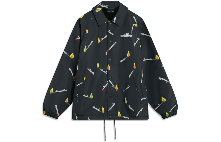 Li-Ning Phil Hackett Fleece Jacket Black Print Warm Casual Loose Fit AFDT699-2