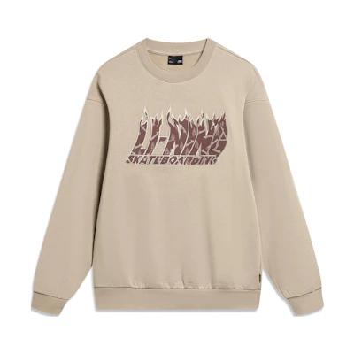Li-Ning Phil Hackett Fleece Pullover Letter Print Sweatshirt Light Glaze Brown Unisex AWDT949-4