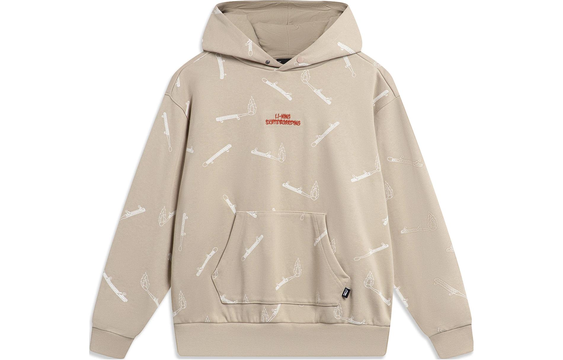 Li-Ning Phil Hackett Graphic Print Oversized Hoodie Men’s Light Glaze Brown Floral AWDT955-3