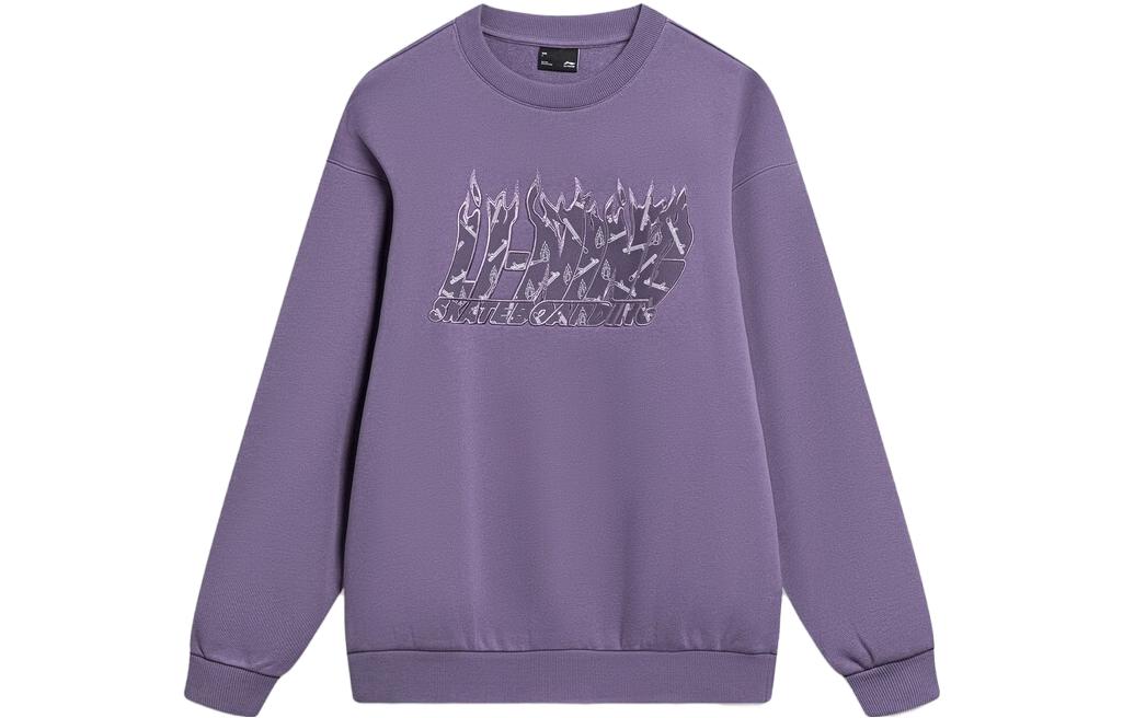 Li-Ning Phil Hackett Graphic Printed Fleece Crewneck Sweatshirt Dark Amethyst AWDT949-2