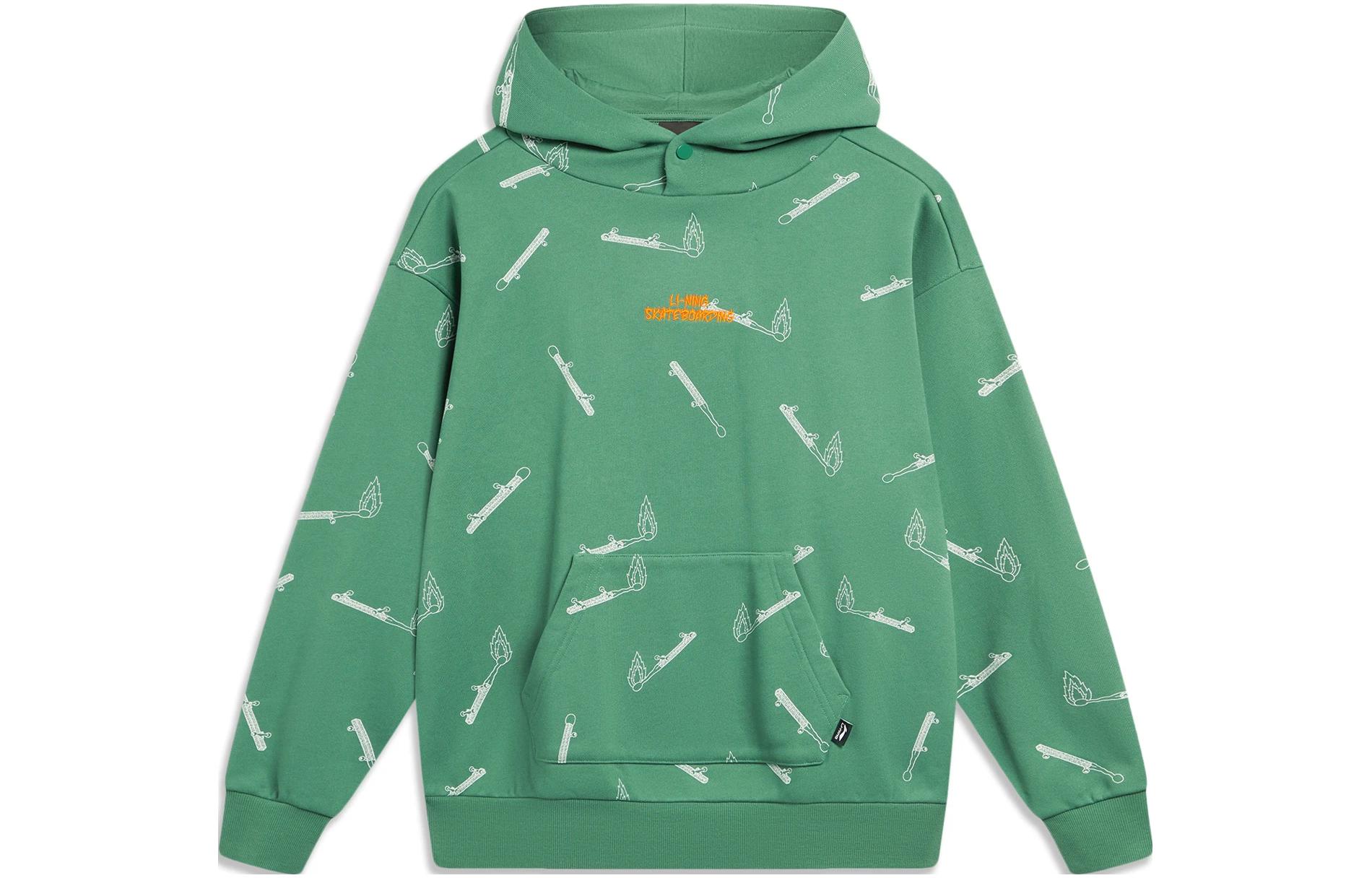 Li-Ning Phil Hackett Graphic Pullover Hoodie Unisex Deep Palace Green Print AWDT955-2