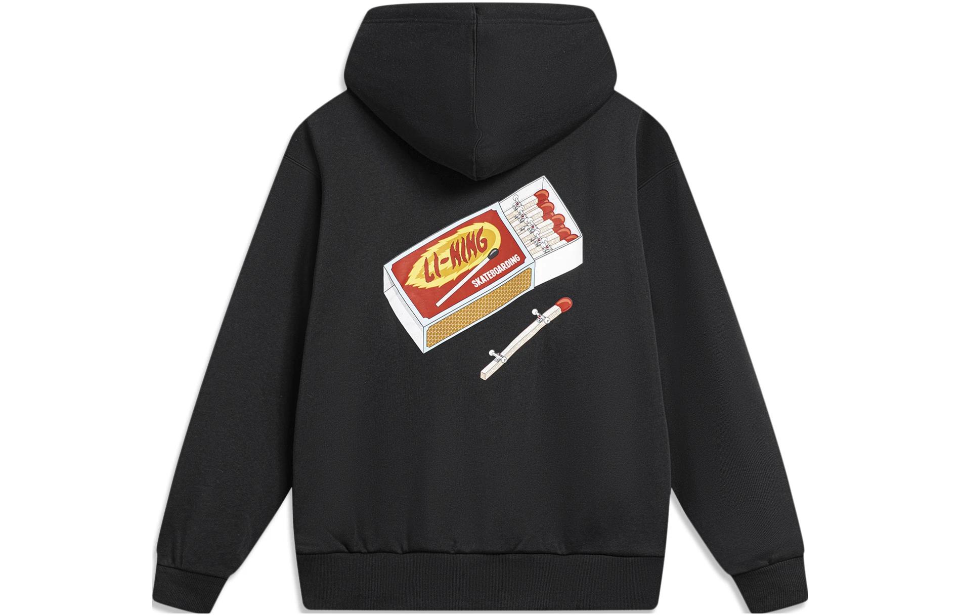 Li-Ning Phil Hackett Matchstick Graphic Fleece Hoodie Unisex - Black AWDT953-1