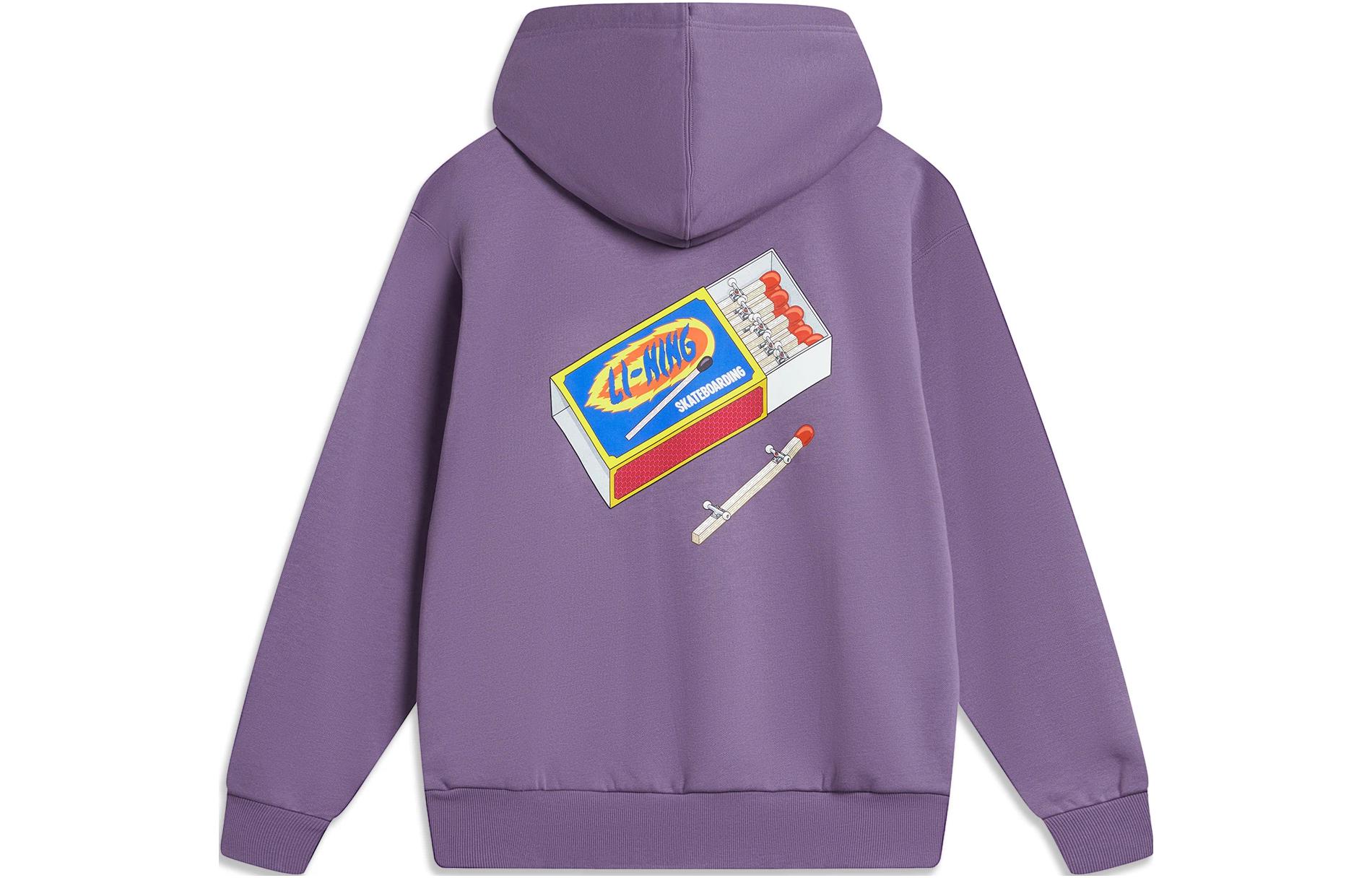 Li-Ning Phil Hackett Matchstick Graphic Purple Hoodie (Unisex, Fleece-Lined) AWDT953-2