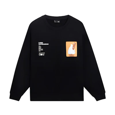 Li-Ning Phil Hackett SS23 Logo Print Pullover Sweatshirt Black Unisex AWDS911-4