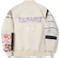 Order Li-Ning x Pleasures Colorblock Letter Print Baseball Jacket in Oatmeal Gray AJDT753-2