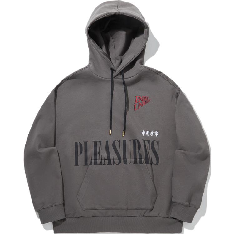 Li-Ning Pleasures Skateboard Logo Hoodie Street Grey Menswear Pullover AWDUF35-3