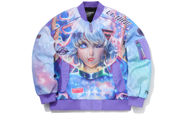 Order Li-Ning x QQ Dance Jaket Fleece Longgar Motif Digital Pria AJDQ473-2