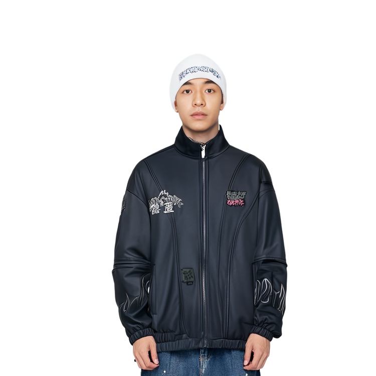 Sizing Chaqueta Negra Unisex Li-Ning x STA Group BADFIVE Chang''an Cartoon Ajuste Suelto AJDR526-1