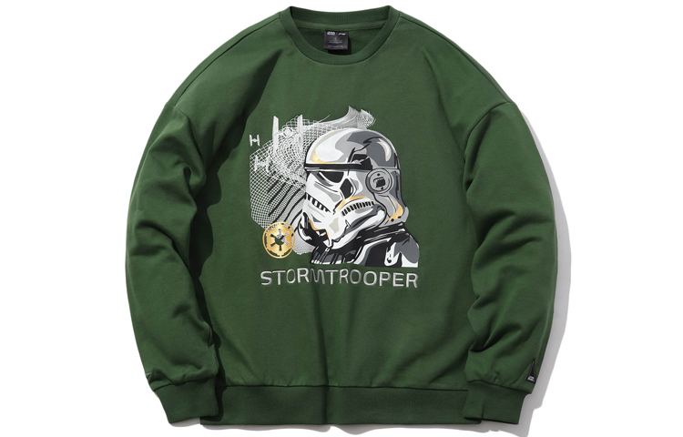 Li-Ning Star Wars Collab Anime Crewneck Long-Sleeve Sweatshirt Olive Green AWDQ441-1