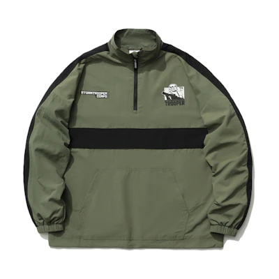 Li-Ning Star Wars Collab Printed Patchwork Half-Zip Jacket Green Unisex Style AJDR225-3