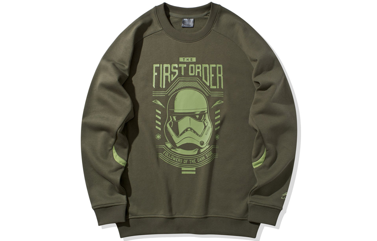 Li-Ning Star Wars Collab Relaxed Crewneck Sweatshirt Deep Olive Green Mens AWDQ236-1