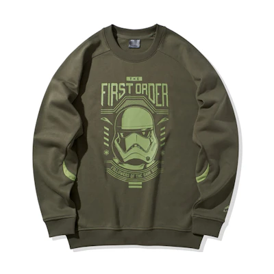 Li-Ning Star Wars Collab Relaxed Crewneck Sweatshirt Deep Olive Green Mens AWDQ236-1