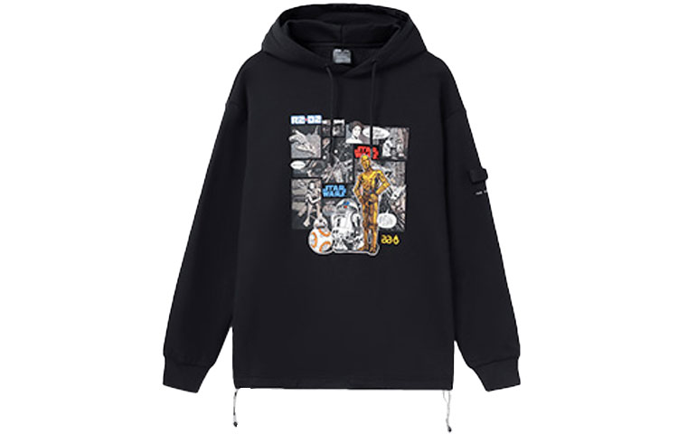 Li-Ning Star Wars Hoodie Black Cartoon Graphic Winter Unisex Casual Pullover AWDRD55-1