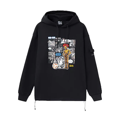 Li-Ning Star Wars Hoodie Black Cartoon Graphic Winter Unisex Casual Pullover AWDRD55-1