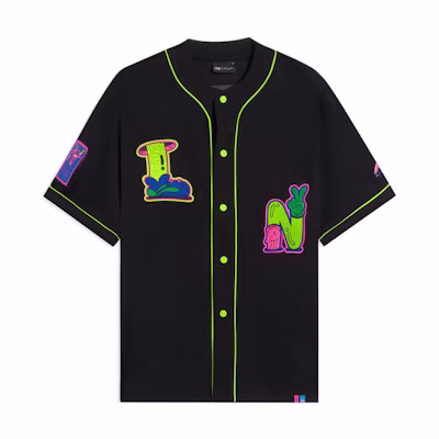 Li-Ning Steven Harrington Black Cartoon Embroidered Short-Sleeve Jacket AFDSC23-1