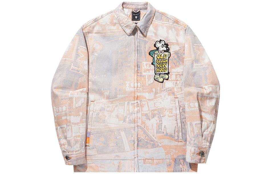 Li-Ning Steven Harrington Collaboration White Denim Letter Print Cotton Jacket. ASMT003-2