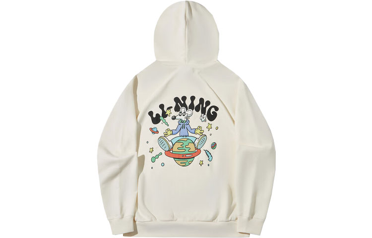 Li-Ning Steven Harrington Skate Hoodie Cartoon Print Pullover Beige Men’s AWDTD07-4