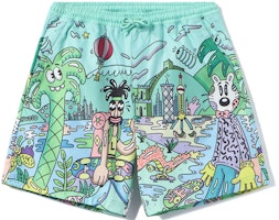 Li-Ning x Steven Harrington Skate Shorts Green Cartoon Print Casual Shorts. AKSR735-1 Li-Ning x Steven Harrington Skate Shorts Green Cartoon Print Casual Shorts. AKSR735-1