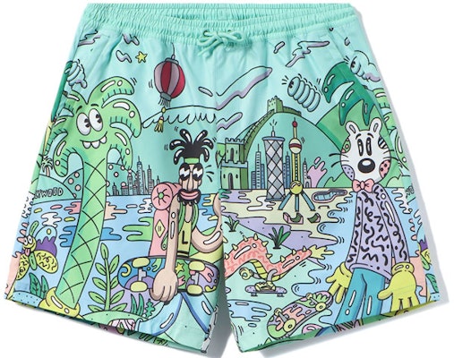 Li-Ning x Steven Harrington Skate Shorts Green Cartoon Print Casual Shorts. AKSR735-1 Order Li-Ning x Steven Harrington Skate Shorts Green Cartoon Print Casual Shorts. AKSR735-1