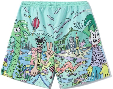 李寧 x Steven Harrington 綠色卡通印花滑板休閒短褲 AKSR735-1 Lookbook 李寧 x Steven Harrington 綠色卡通印花滑板休閒短褲 AKSR735-1