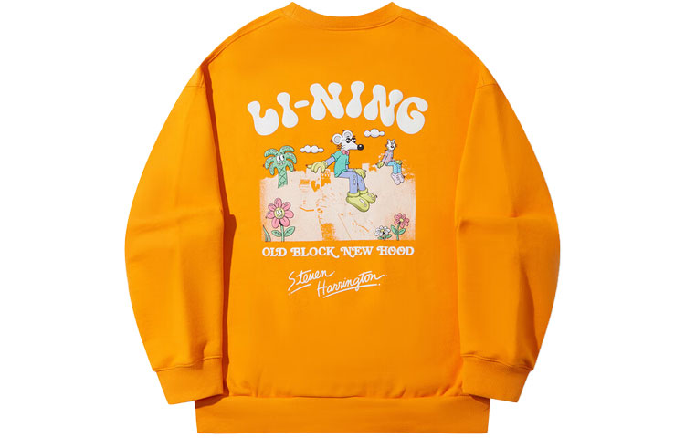 Li-Ning Steven Harrington Skateboard Oversized Crewneck Sweatshirt Orange Unisex AWDTD09-3