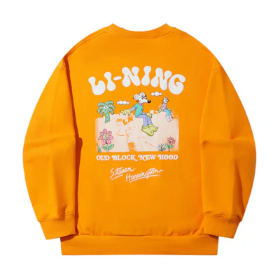 Li-Ning Steven Harrington Skateboard Oversized Crewneck Sweatshirt Orange Unisex AWDTD09-3