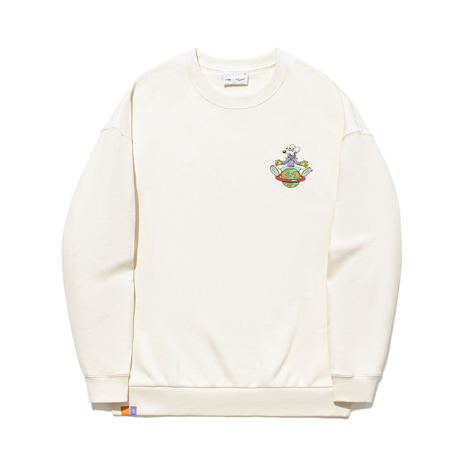 Li-Ning Steven Harrington Skateboard Series Oversized Graphic Sweatshirt Beige AWDTD09-1