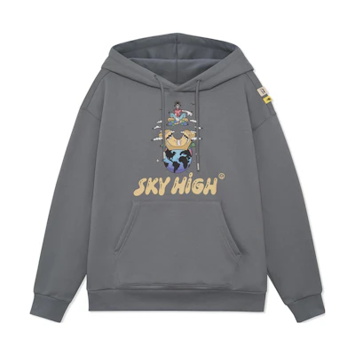 Li-Ning Steven Harrington Skateboarding Cartoon Print Fleece Pullover Grey Unisex AWDRF77-2