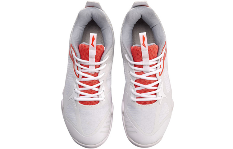 Shop 李寧×Tructure ソフト練習用バドミントンシューズ (白/オレンジ) AYTM031-7