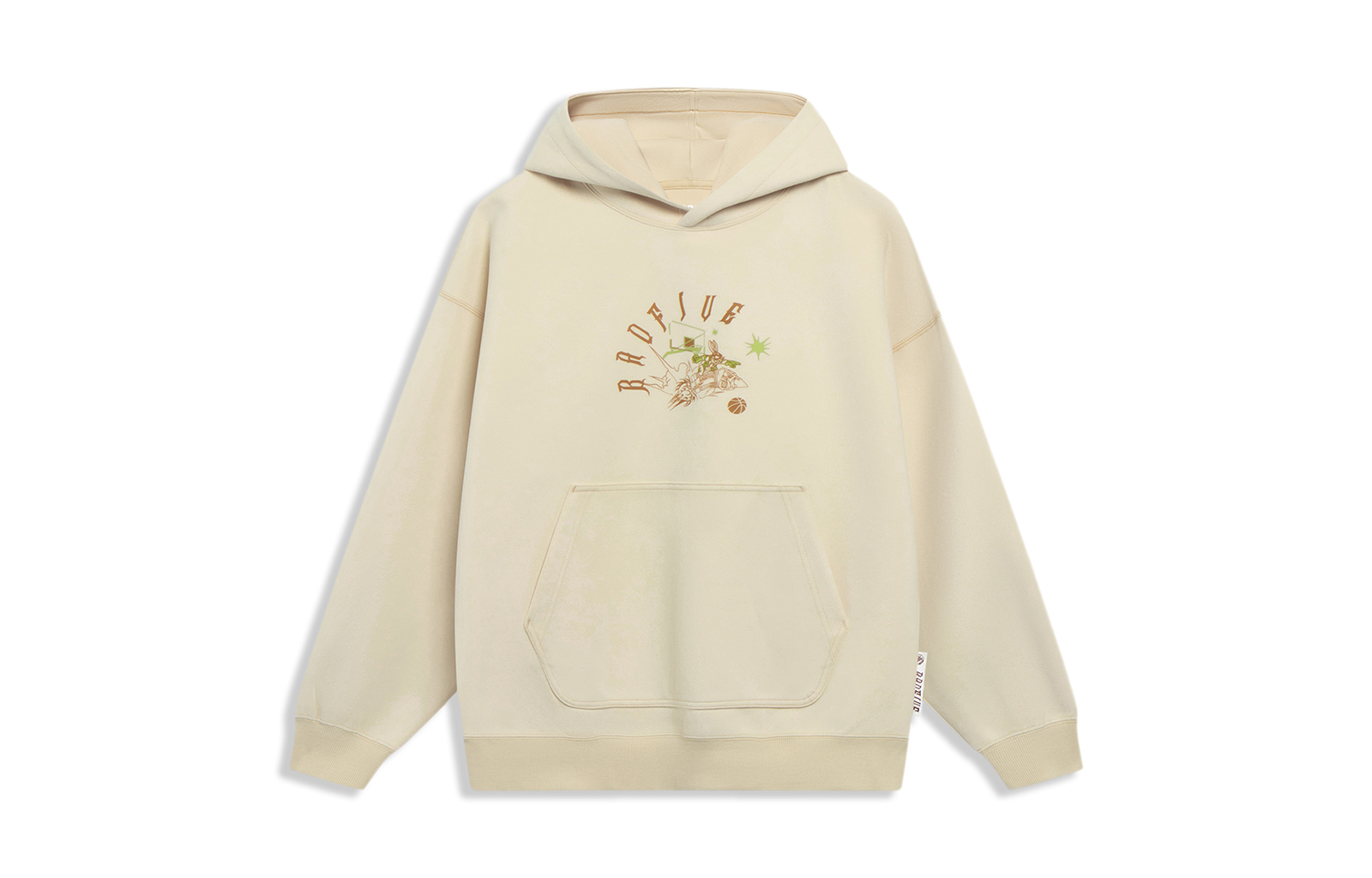 Li-Ning X Unstoppable Letter Print Hoodie Beige Unisex Relaxed Fit AWDT093-8