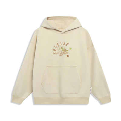 Li-Ning X Unstoppable Letter Print Hoodie Beige Unisex Relaxed Fit AWDT093-8