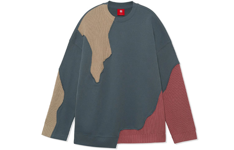 Li-Ning Wade Patchwork Colorblock Crewneck Sweatshirt Dark Grey AWDR737-2