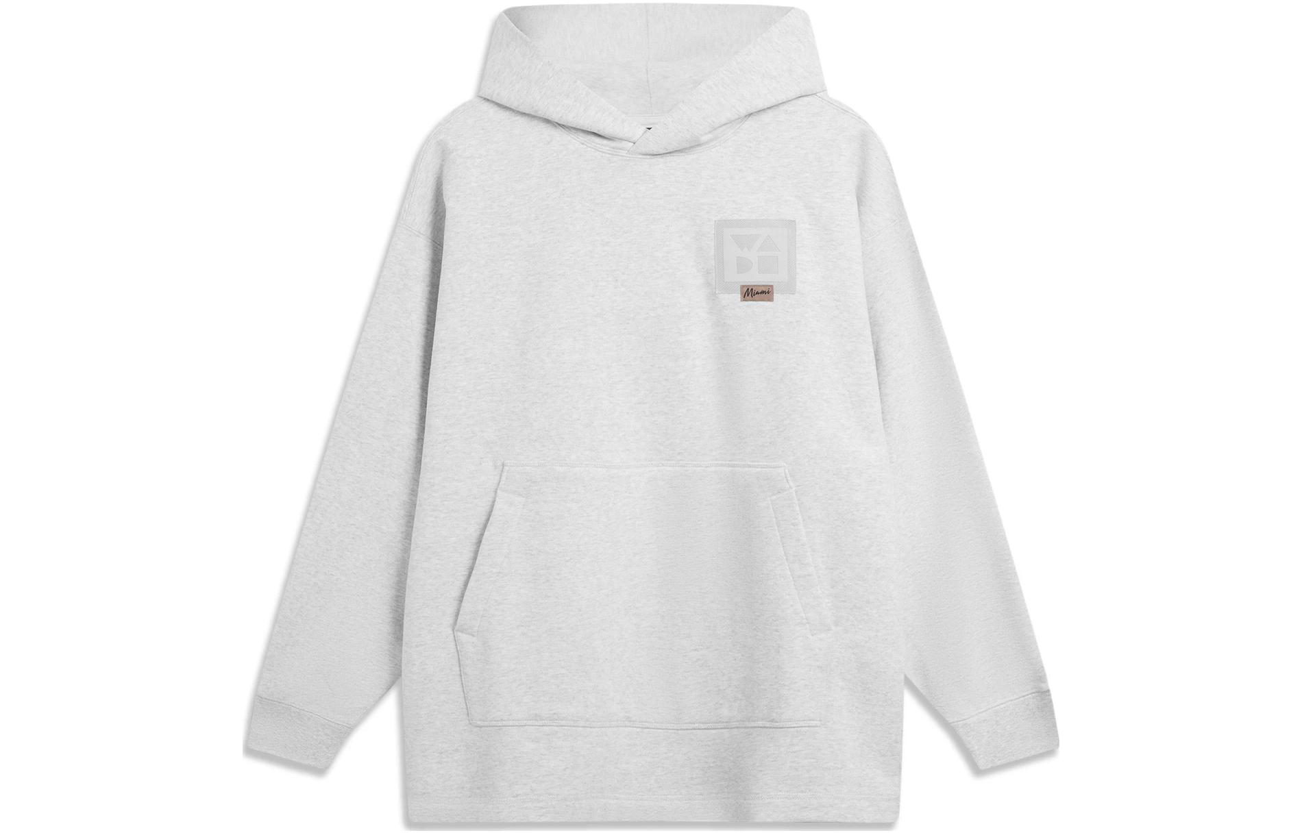 Li-Ning Wade Series Pullover Hoodie Ash Grey Unisex Fleece Warmth Casual Fit AWDT935-2