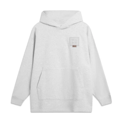 Li-Ning Wade Series Pullover Hoodie Ash Grey Unisex Fleece Warmth Casual Fit AWDT935-2