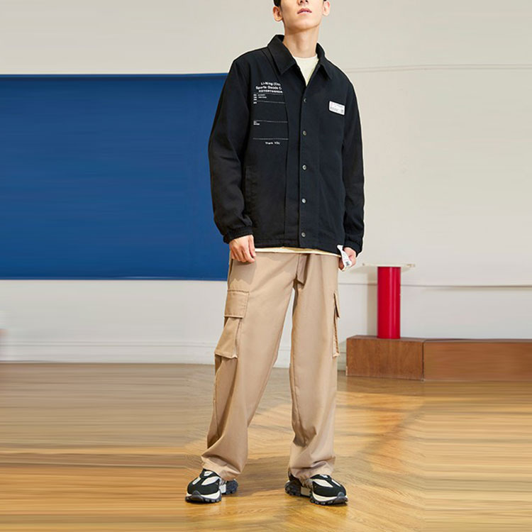 Shop Li-Ning x Way of Wade Themed Logo Print Jacket Black Menswear AJDR447-1