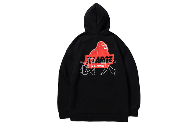 Li-Ning XLARGE Collab Loose Fit Pullover Hoodie Black Sportswear AWDNC87-2